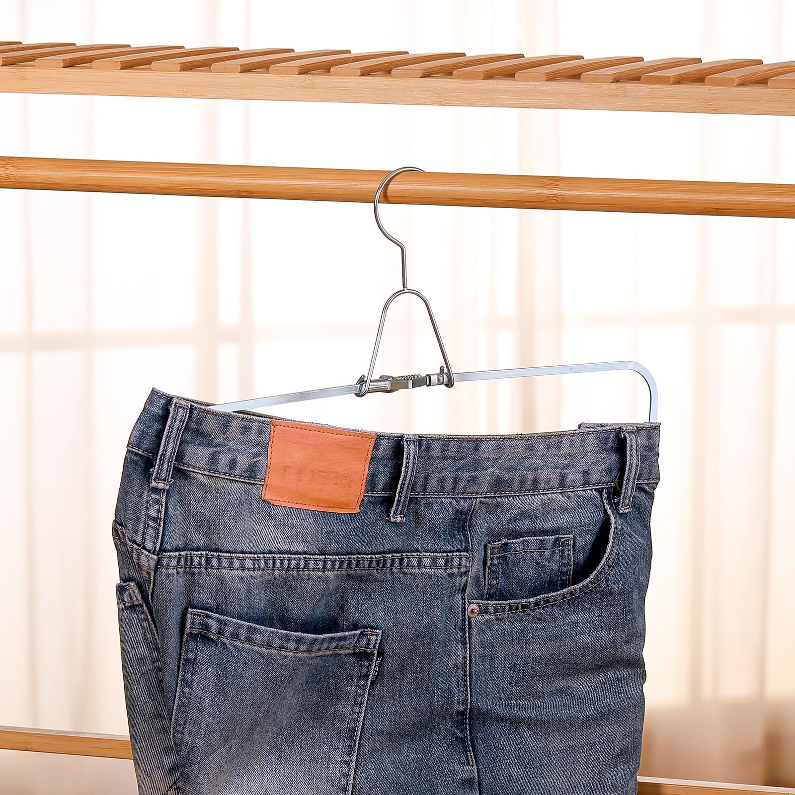 Colingmill 4 Sets Pants Stretcher Wrinkle Free Pants Hangers Hang to Dry Stre…