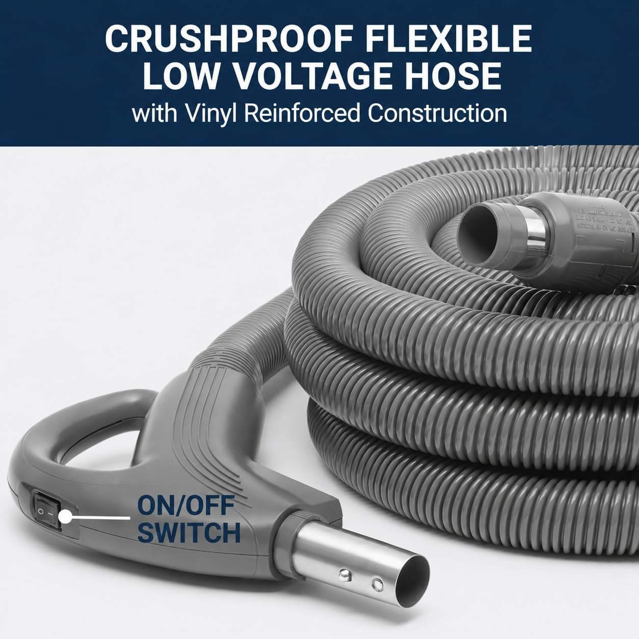 30 ft Low Voltage Hose Central Vac Hose, Compatible with Beam, Most 1.5″ Inlets