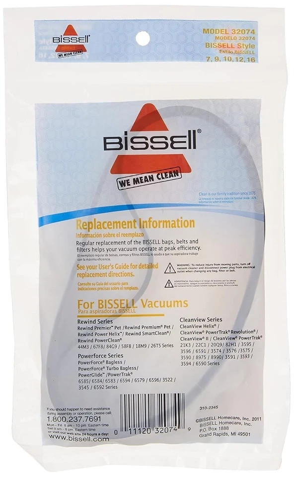 Style 7/9/10 P/N 3031120 Replacement Belt for Bissell Vacuum 2 Pack