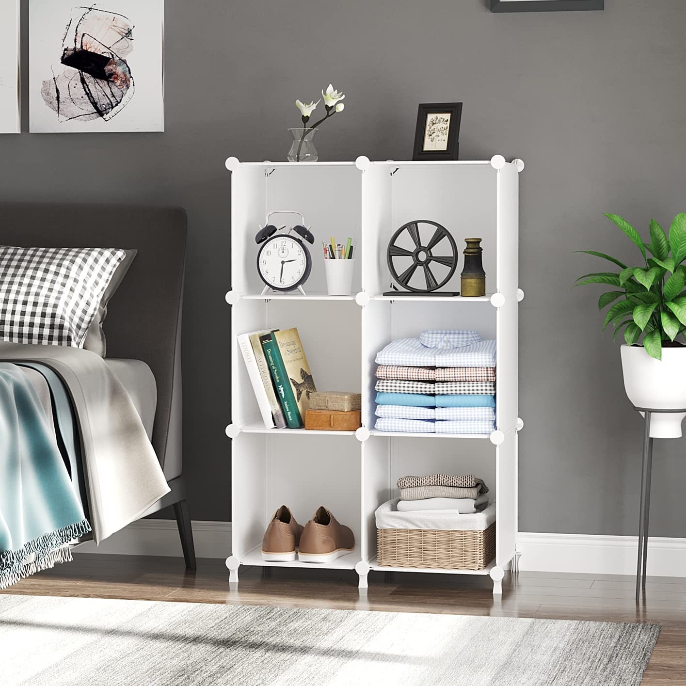 AWTATOS Closet Organizers and Storage, 6 Cube Storage 6 Cube, White