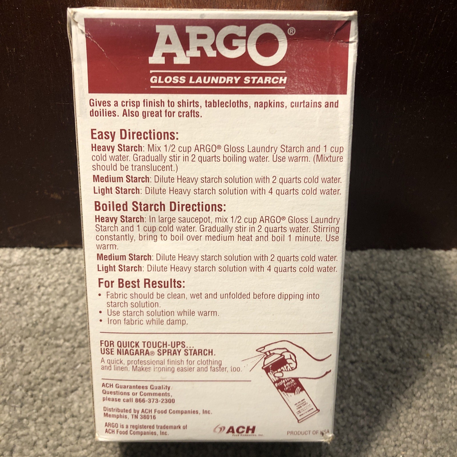 Exp 04/2013 – ARGO Gloss Laundry Starch Red, Removes Greasy Spots 16oz