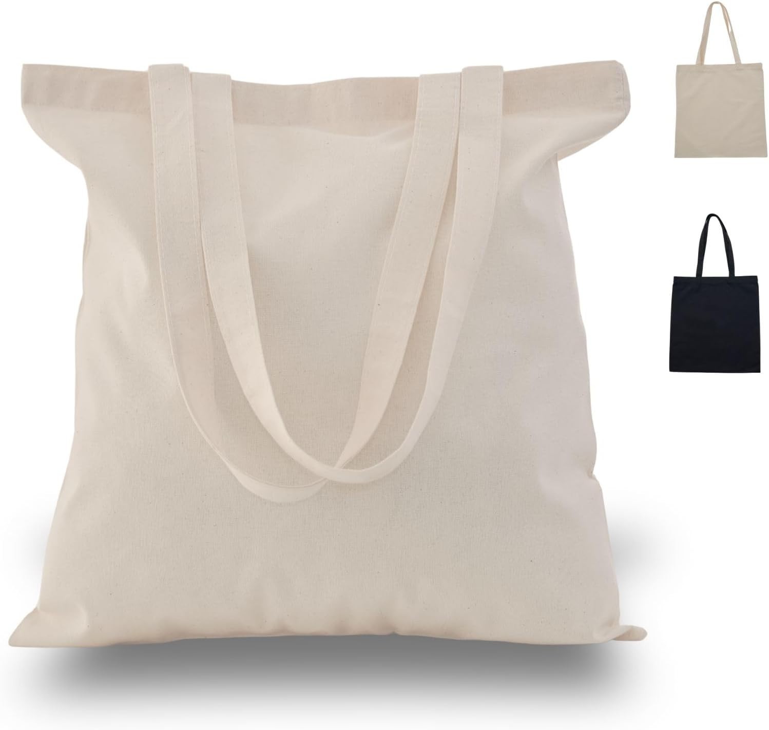 Canvas Tote Bag 15×16, Bulk Reusable Cotton for Grocery DIY Crafts 2 6 12 Pack