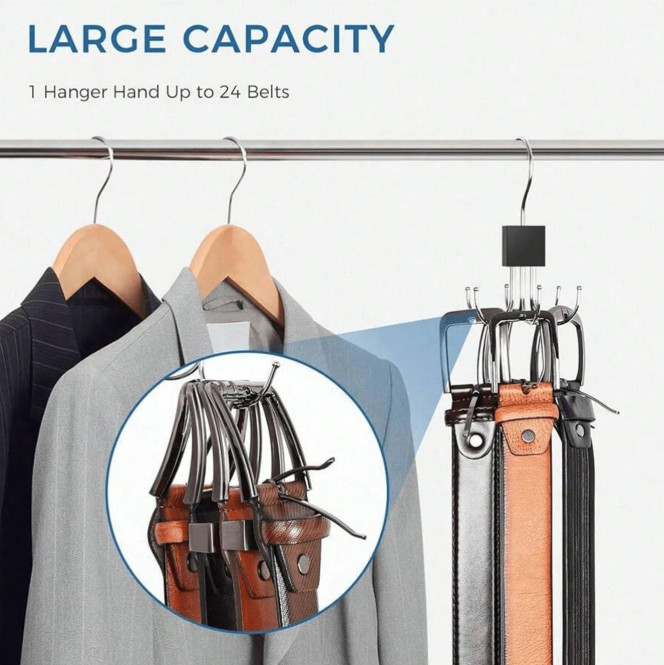 1 pc 360° Rotating Belt Hanger Closet Organizer for Ties, Bras & Accessories