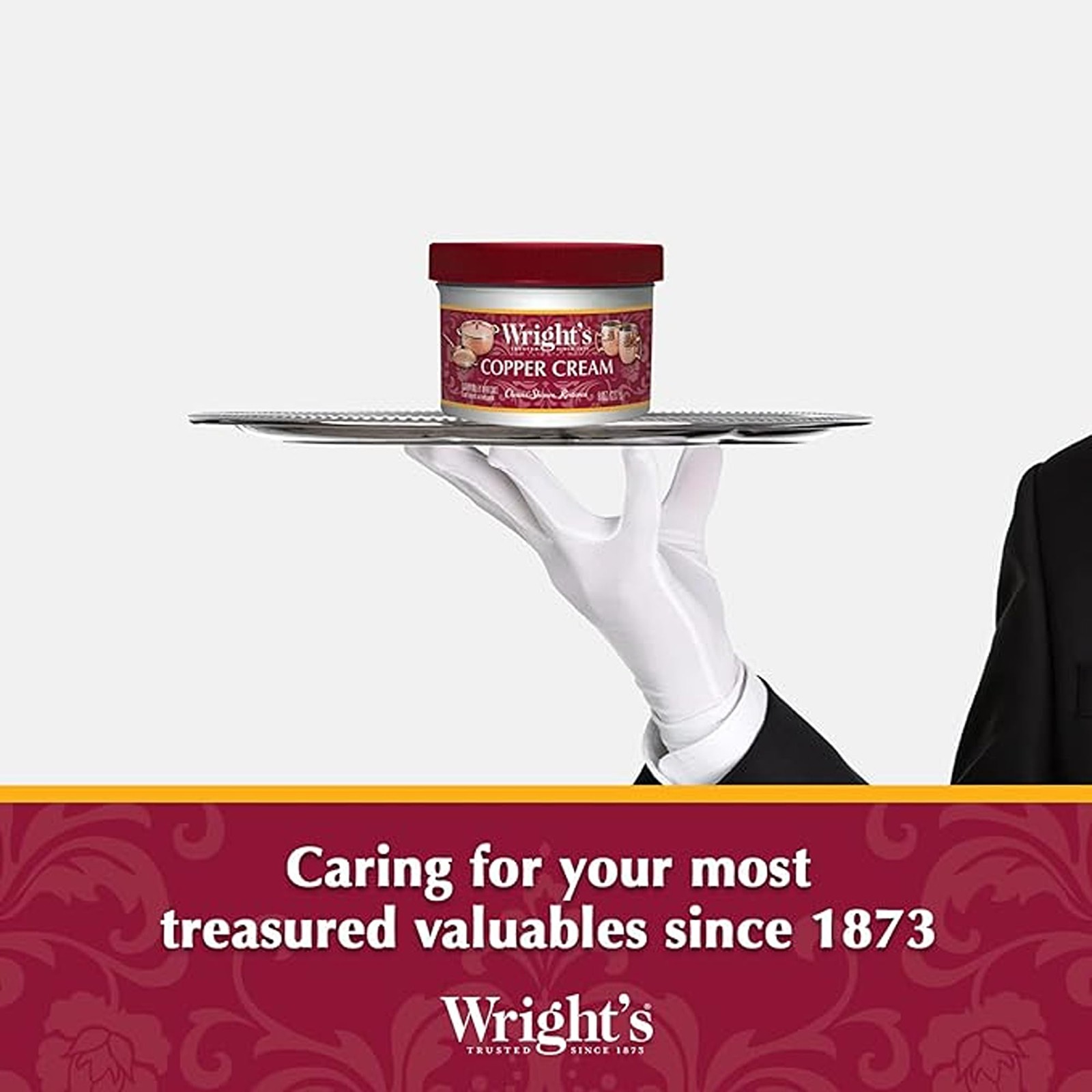 Wright’s Copper, Brass Cream Cleaner 8 Ounce Gently Cleans and Removes Tarn…