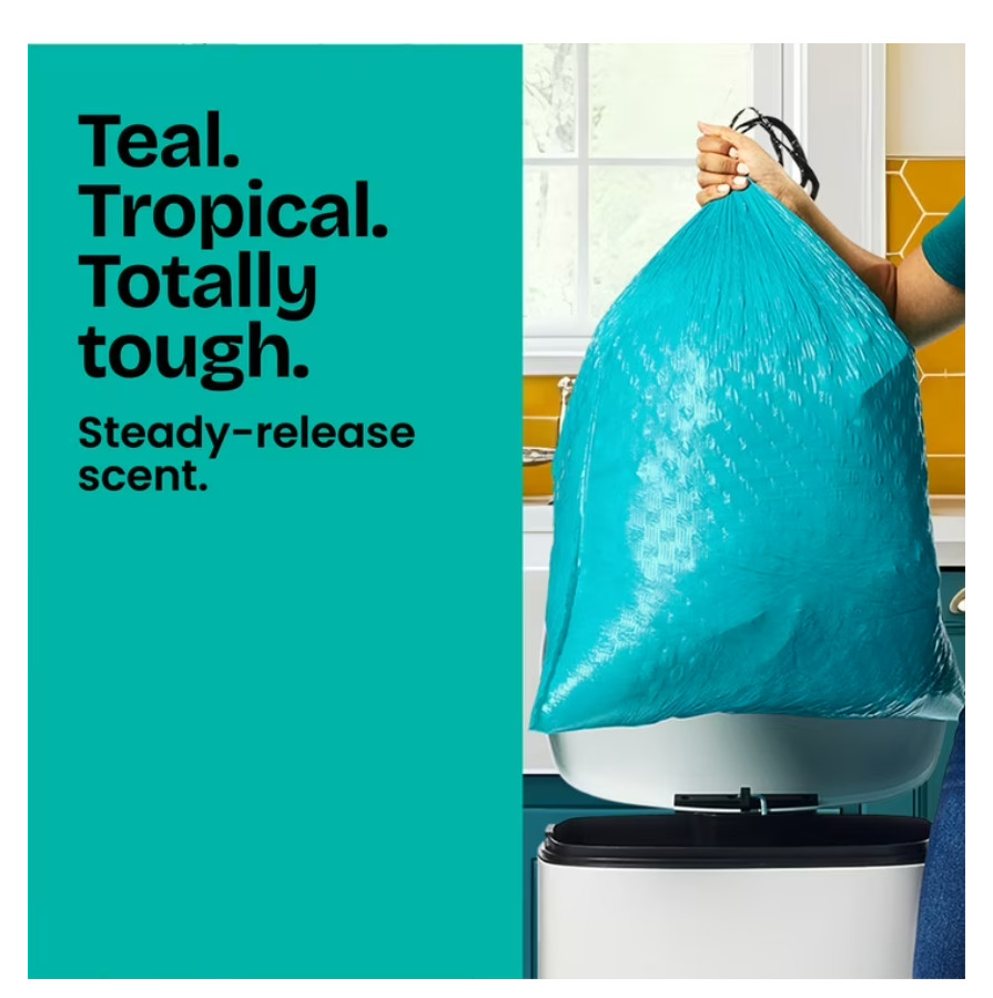 Glad ForceFlex MaxStrength Tall Kitchen Drawstring Trash Bags, 13 Gallon, Bahama