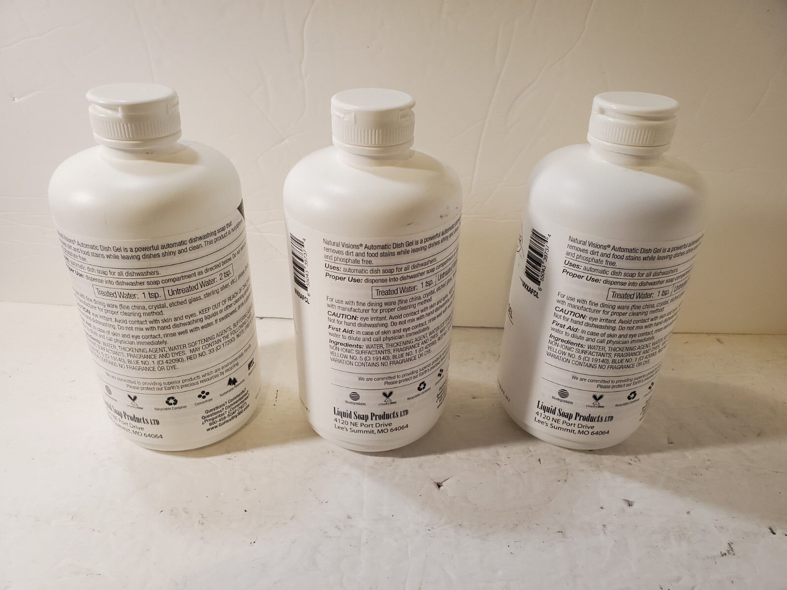 (3) Natural Visions Automatic Dish Gel Super Concentrate Free & Clear 1 Liter