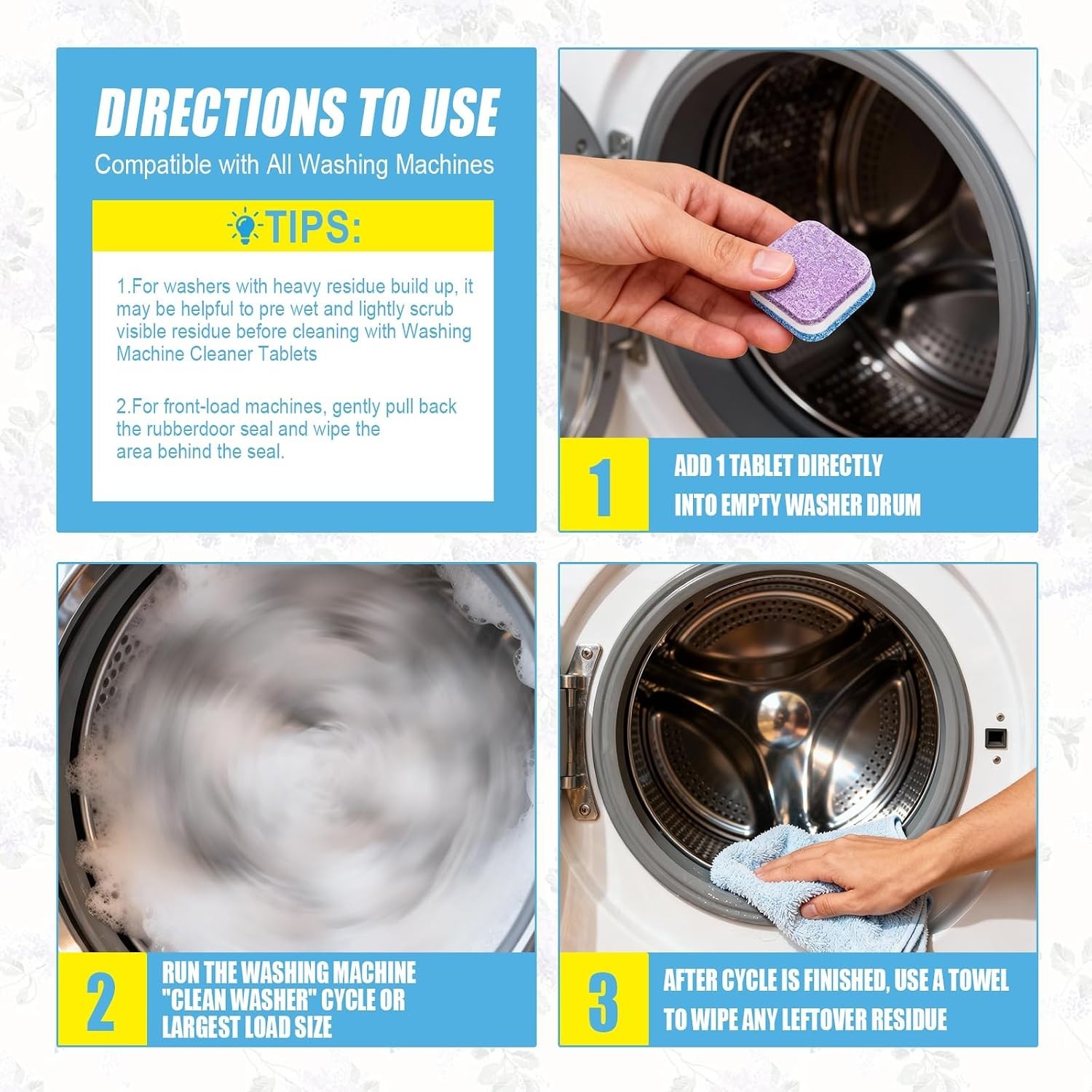 Mamouris Clean Washing Machine Cleaner Tablets – 24 Pack for a 12 Supply