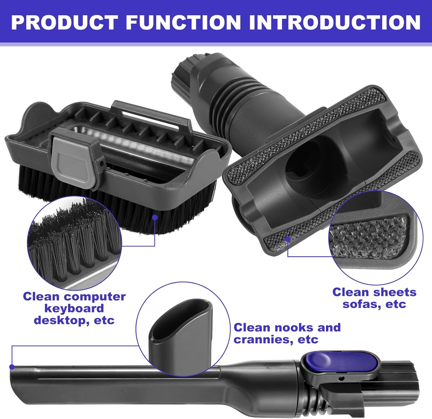 IX141 Vacuum Crevice Tool Brush Replacement Parts Compatible with Shark Pet Cord