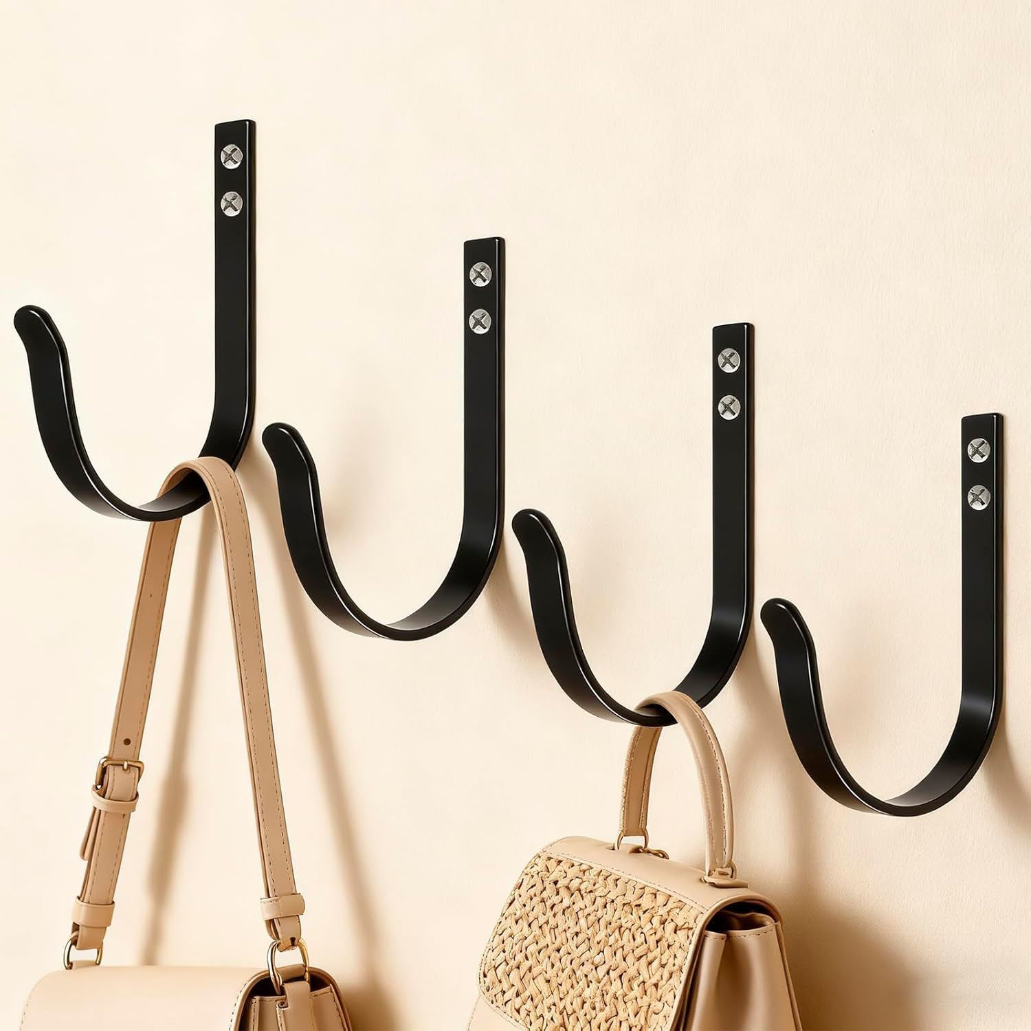 Wall Hooks for Hanging, Large Coat Hooks Wall Mount, Heavy Duty Screw in Metal H