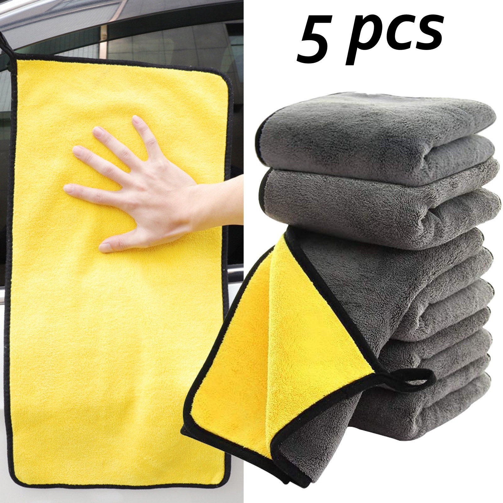 5pc Microfiber Cleaning Cloth Extra Thick Rag Car Wash Polishing Detailing Towel