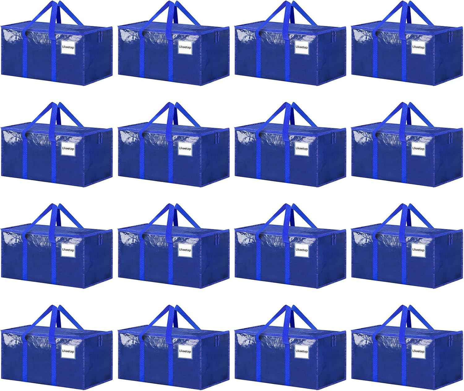 16 Pack Extra Large Clothes Storage Bins with Lids, Moving Bags, Blue | Storage