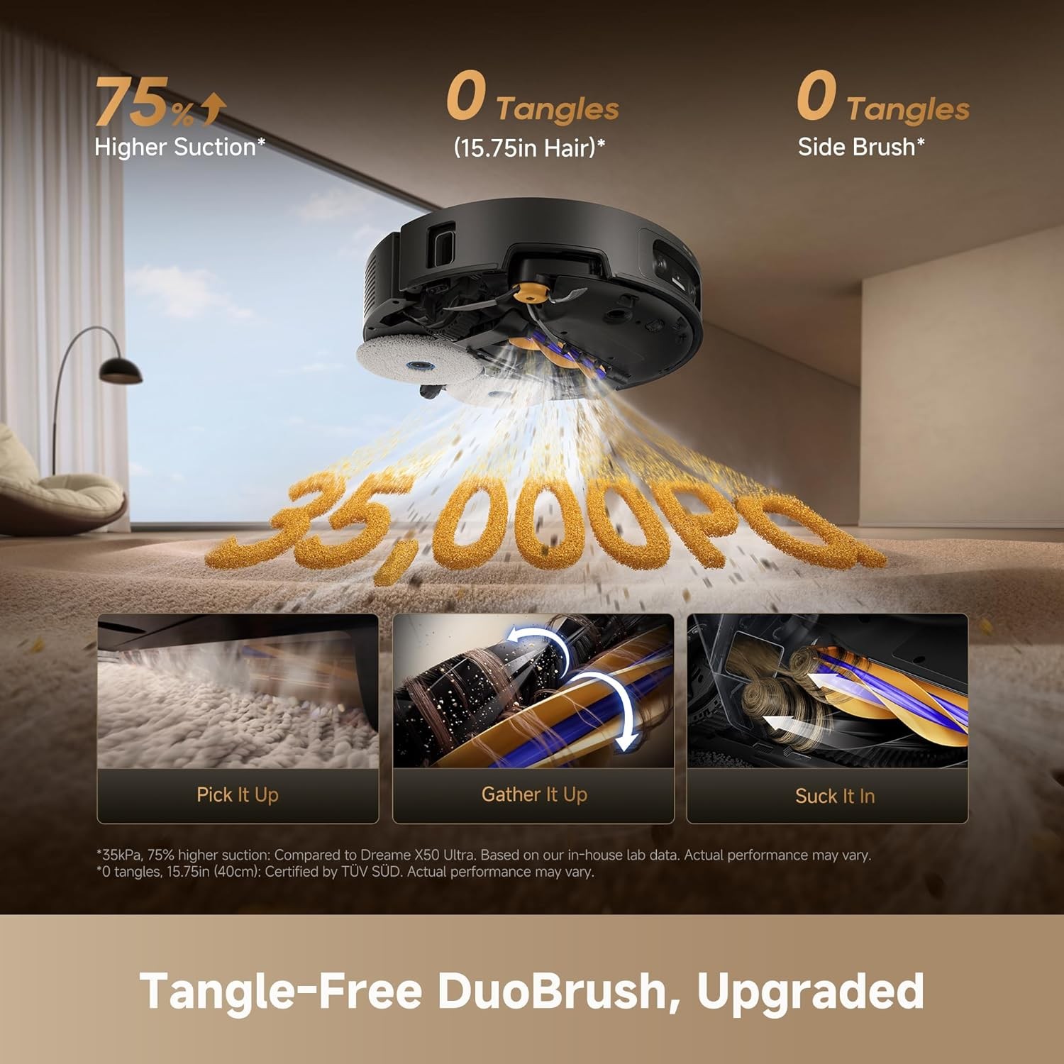 DREAME X60 Ultra Black 3.13in Ultra-Thin Robot Vacuum Mop｜Certified Refurbished