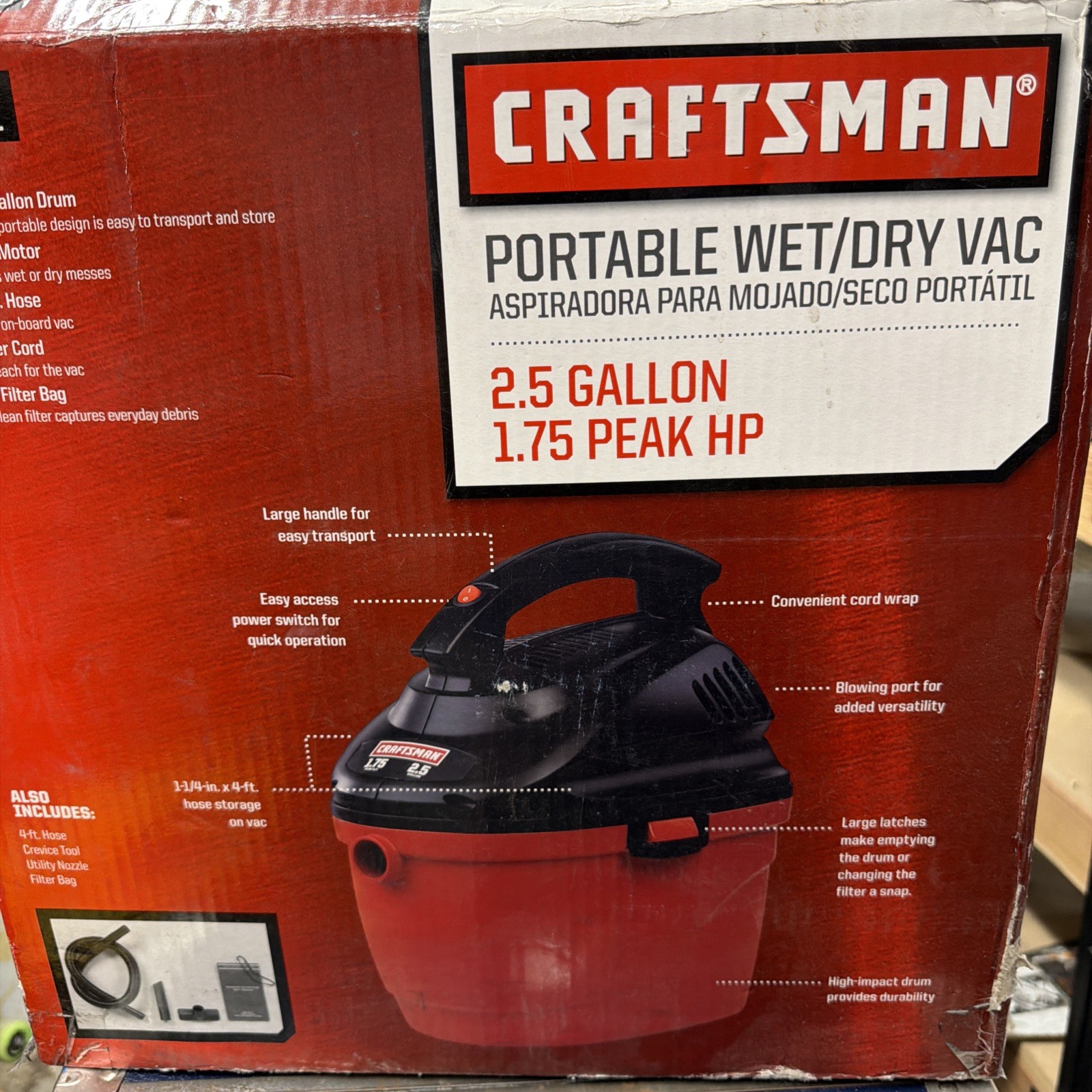 Craftsman Wet/Dry Vacuum, 2.5 Gallon (917611) Portable 1.75 Peak HP