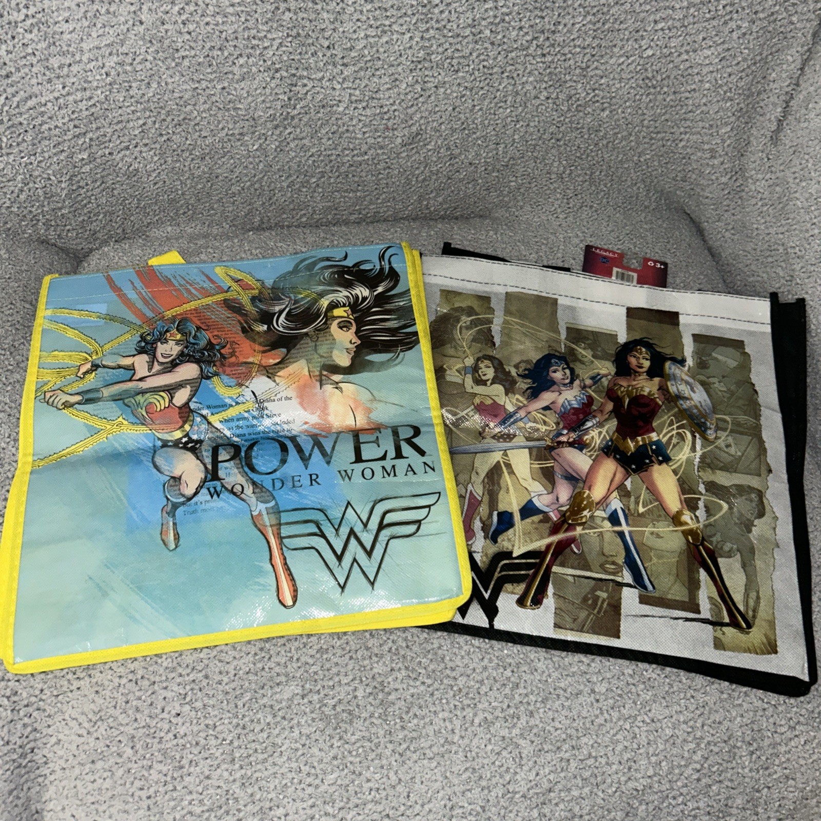 DC Comics Wonder Woman Superhero Reusable Eco Yellow Gift/Shopping Bag x2
