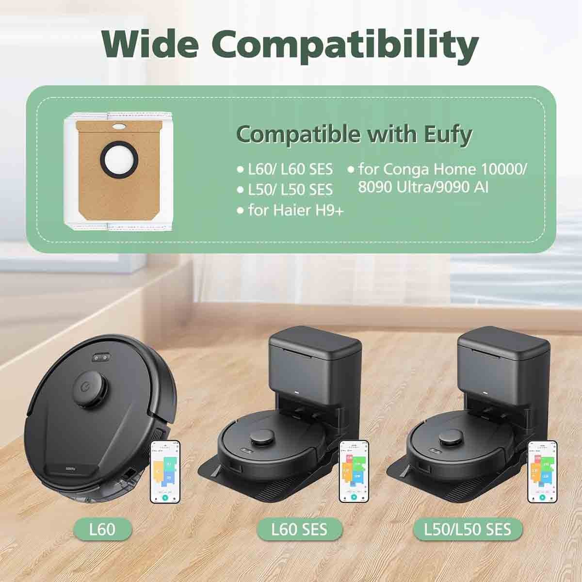10 Pack Replacement Dust Bags for Eufy L60 / L60 SES / L50/ L50 SES Robot Vacuum
