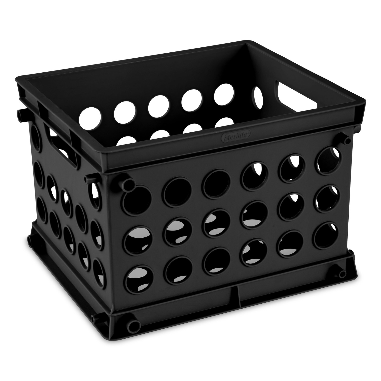 (6 pack) Sterilite Mini Crate, Multi-Purpose Plastic Storage Bin, Black
