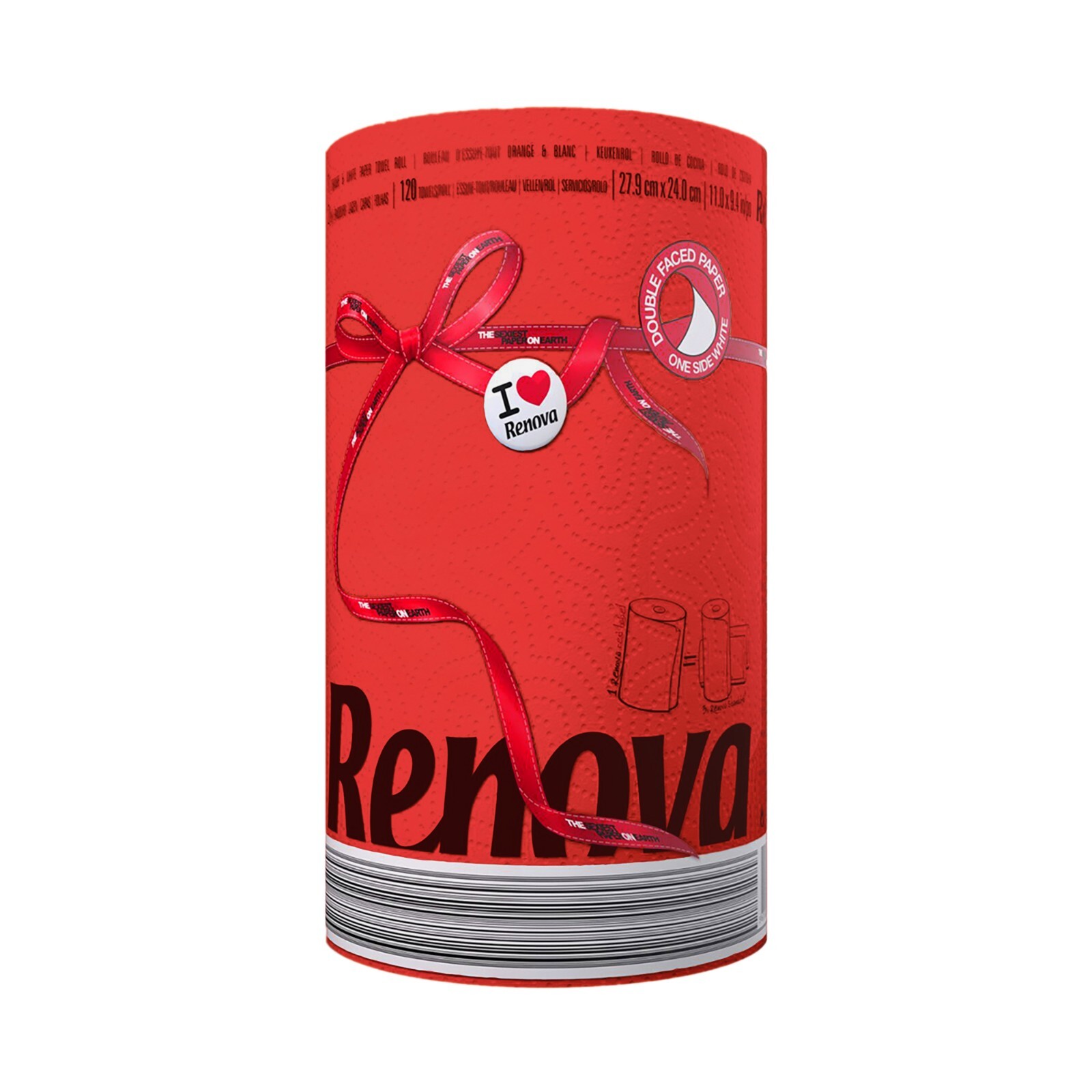 Renova Colored Paper Towels – Jumbo Roll, 2 Ply, 120 Highly Absorbent Sheets