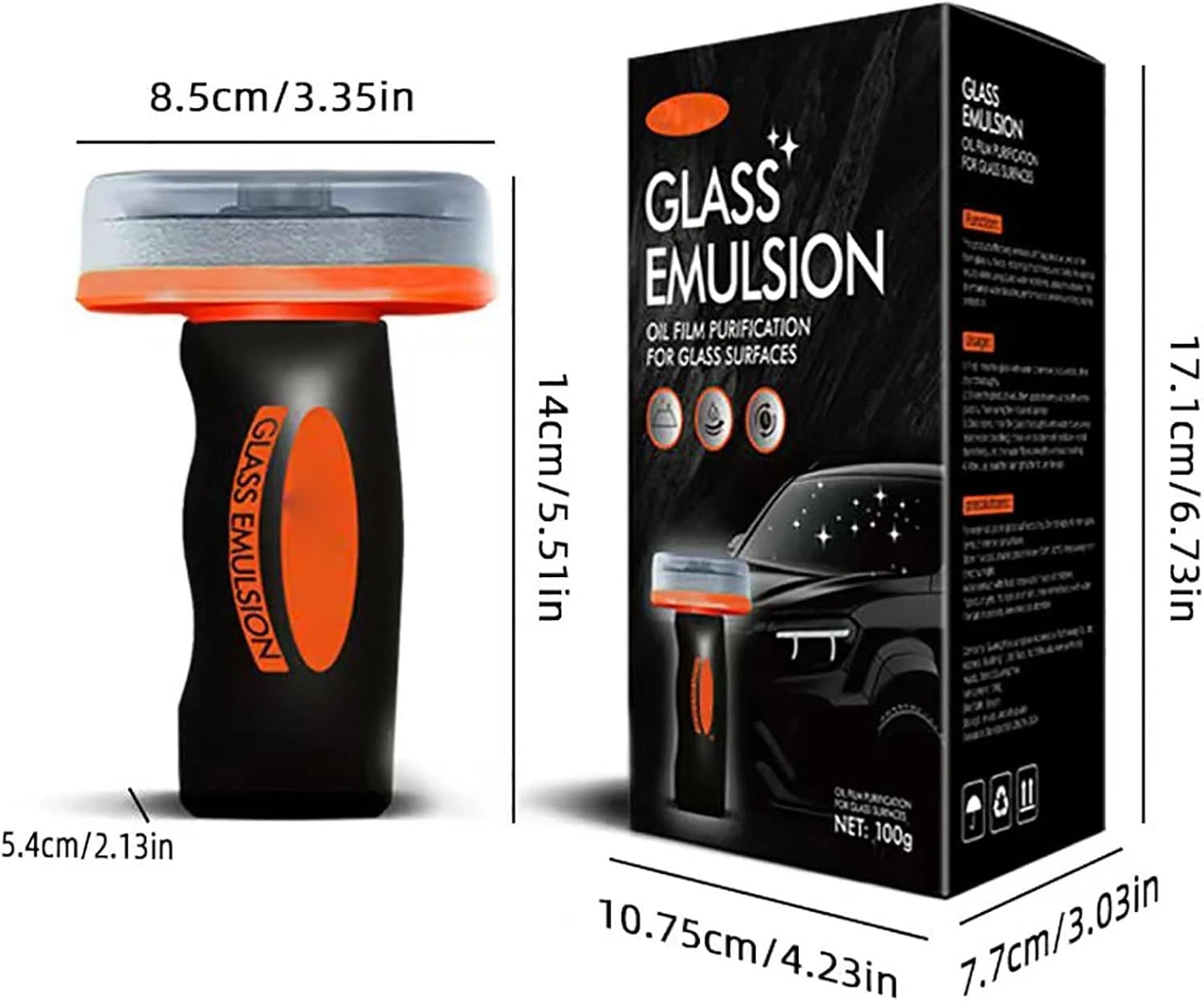 2PCS Car Glass Oil Film Remover Windshield Cleaner Cream Glass Polish 100ml