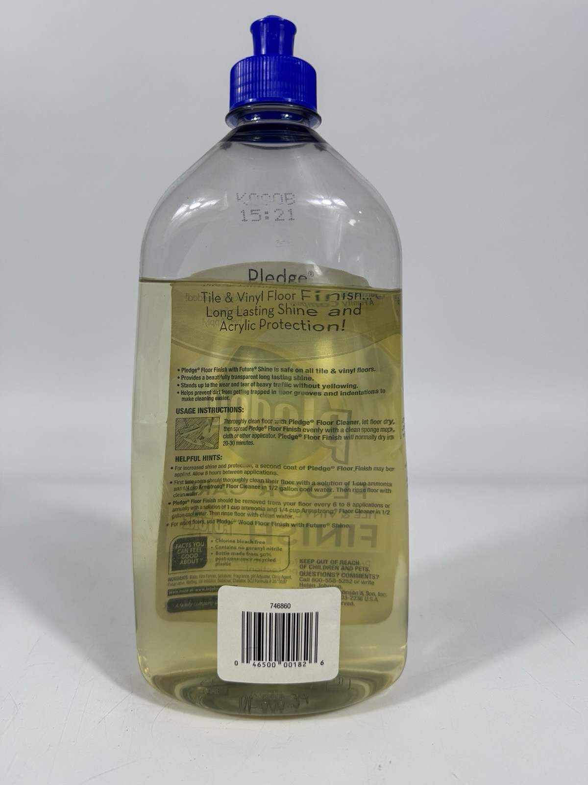 Pledge Floor Care Future Shine Tile Vinyl Floor Finish 27 fl oz 85% Full
