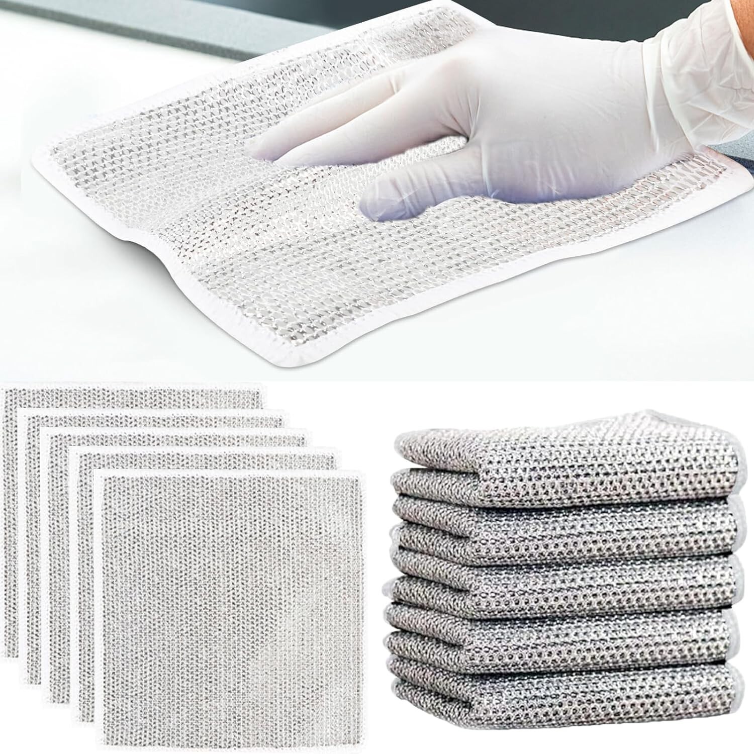 10PCS Multipurpose Wire Dishwashing Rags for Wet and Dry, Multipurpose Wire Dish