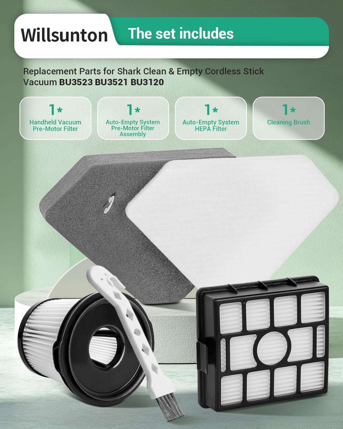 BU3521 Filters Replacement for Shark Clean Empty Cordless Stick Vacuum Auto