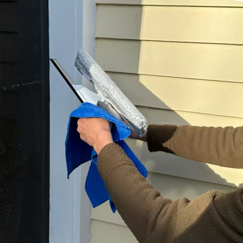 14 In. Microfiber Window Squeegee and Scrubber with 5 Ft. Telescoping Pole