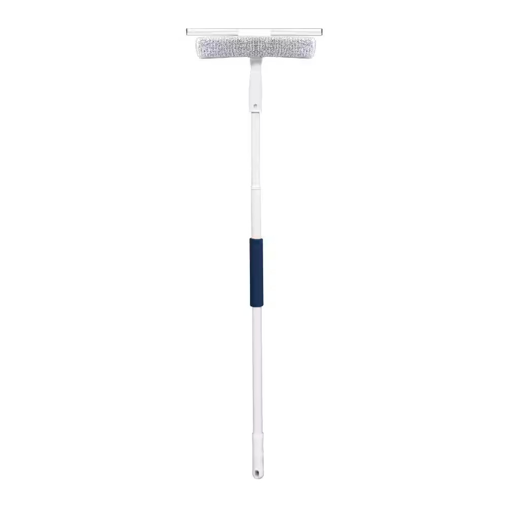 14 In. Microfiber Window Squeegee and Scrubber with 5 Ft. Telescoping Pole
