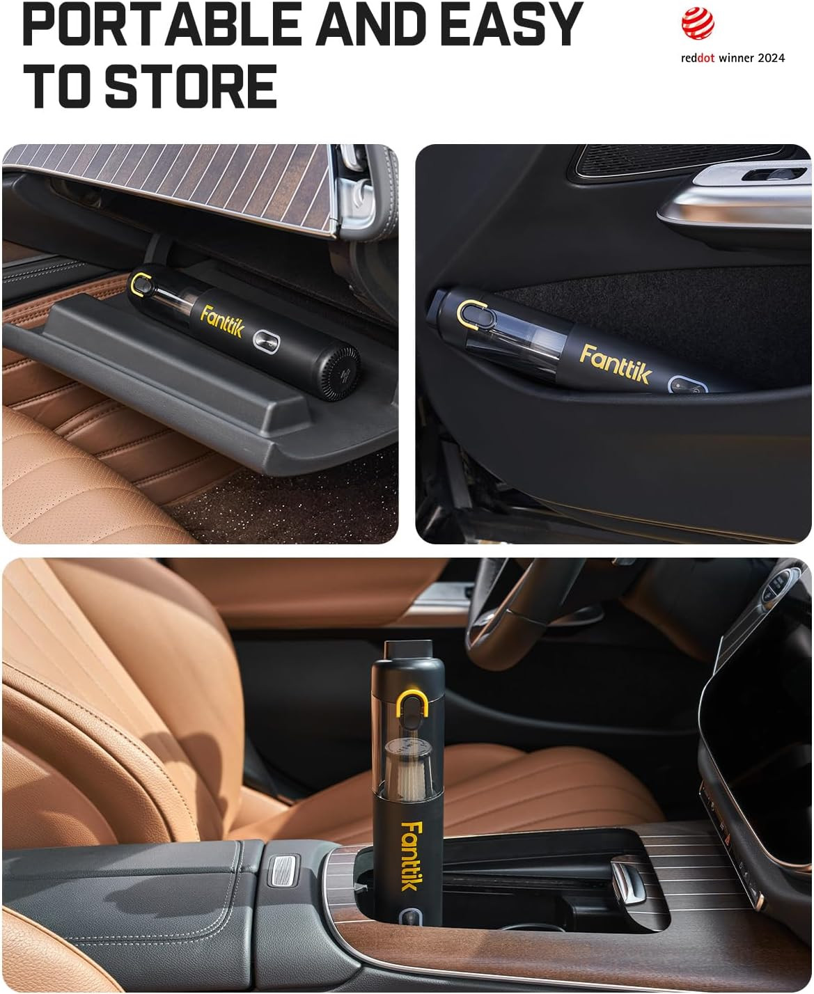 Fanttik V8 Mate Upgraded Cordless Car Vacuum, Portable Mini Vacuum with 13000pa