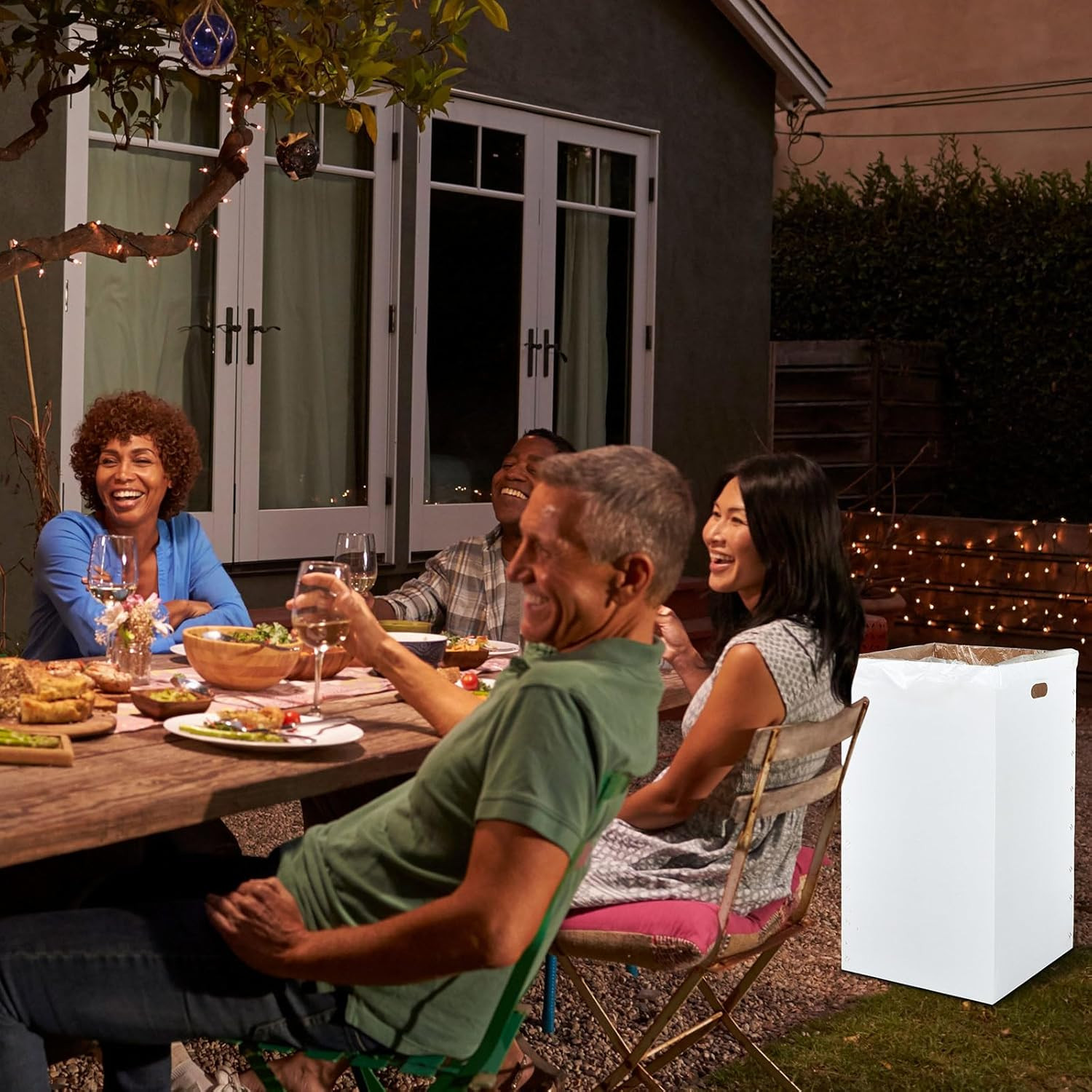 20 Pcs 50 Gallon Disposable and Reusable Corrugated Cardboard Trash Cans for Eve