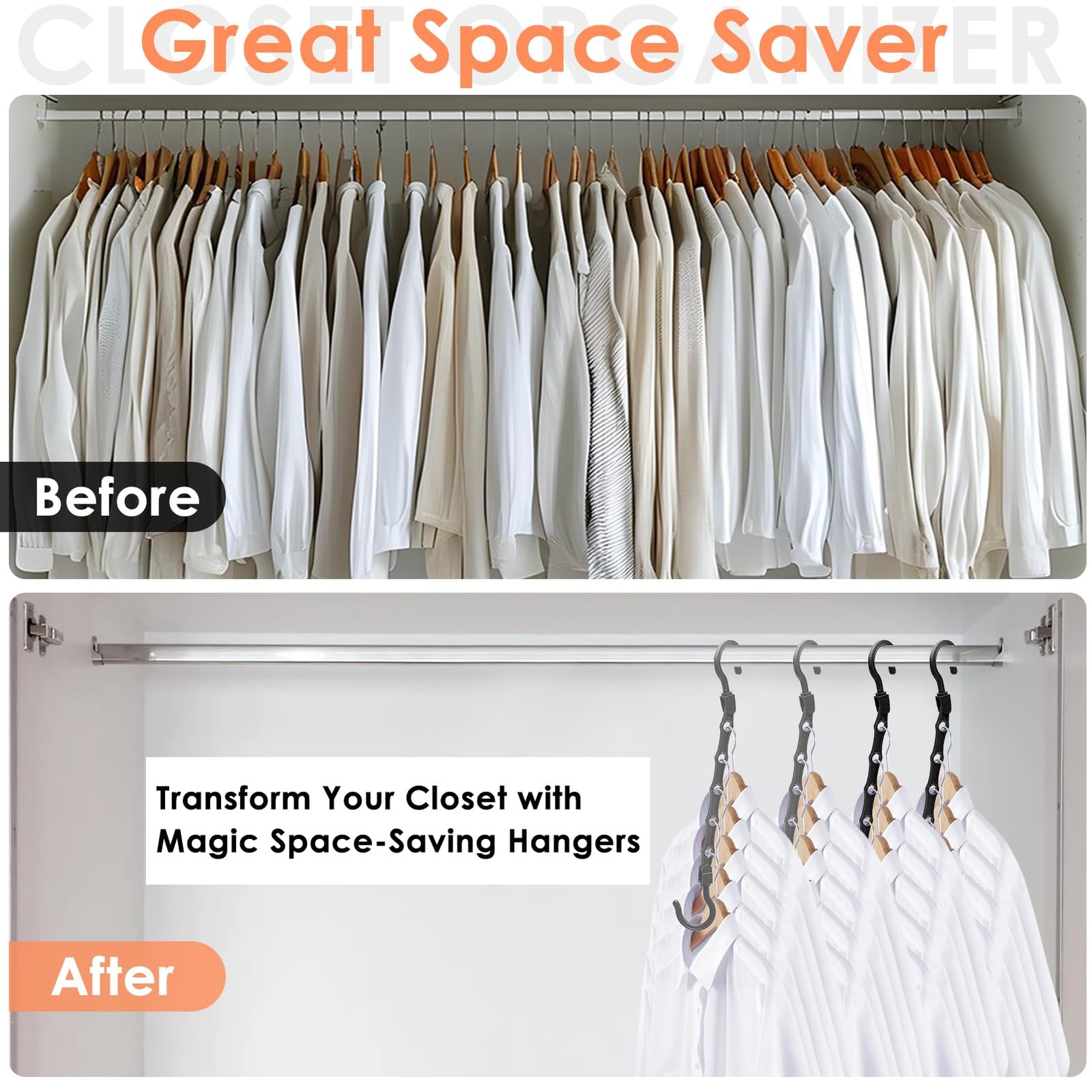 Closet Organizers and One Size, Multicolor 12 Pack Hangers for 60 Clothes