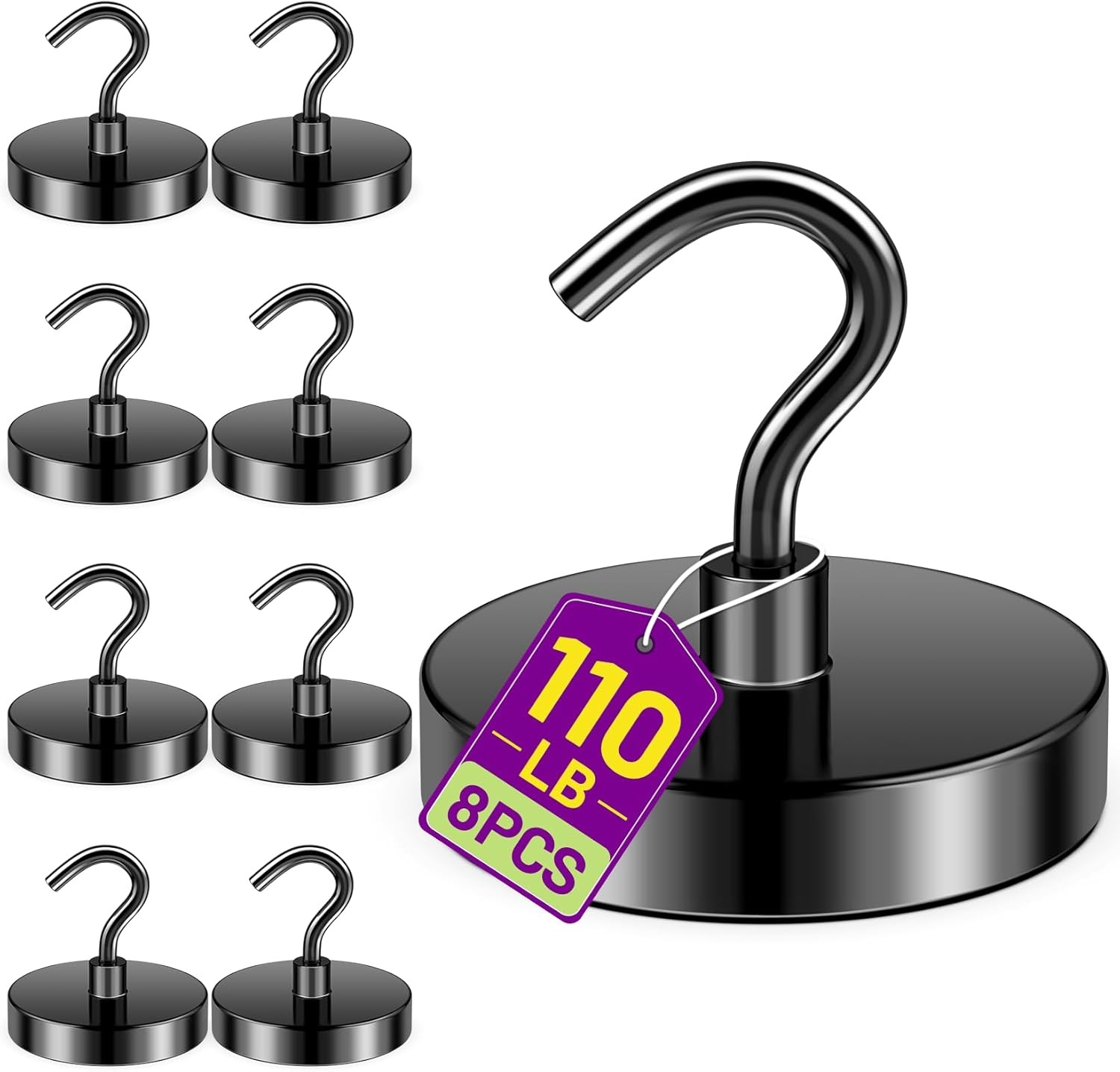 8 Pcs Magnetic Hooks Cruise Cabins 25 LB Neodymium Magnets W/ Hooks Heavy Duty