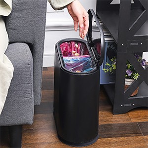 Slim Plastic Bathroom Trash Can With Lid,12L / 2.7 Gallon Pet & Dog Proof