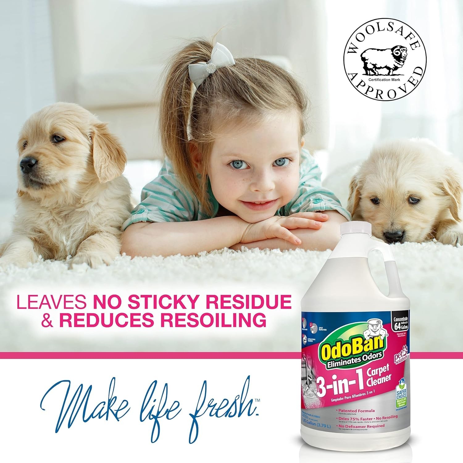 Deep Cleaning 3-in-1 Carpet Cleaner, 128 Fl Oz – Eco-Friendly & Effortless Care