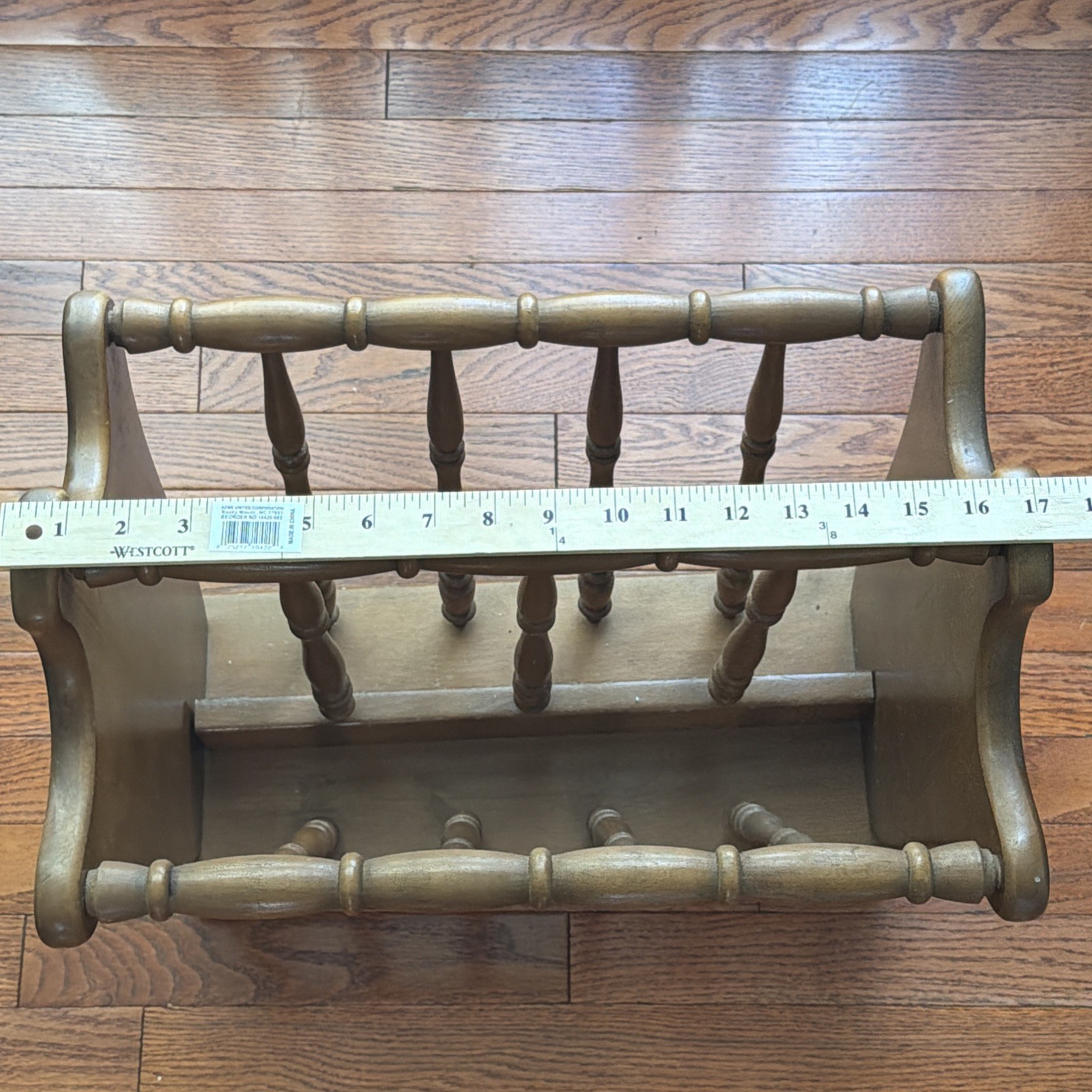 Vintage Magazine Rack Solid Wood Spindle Heavy Sturdy MCM Made In Japan