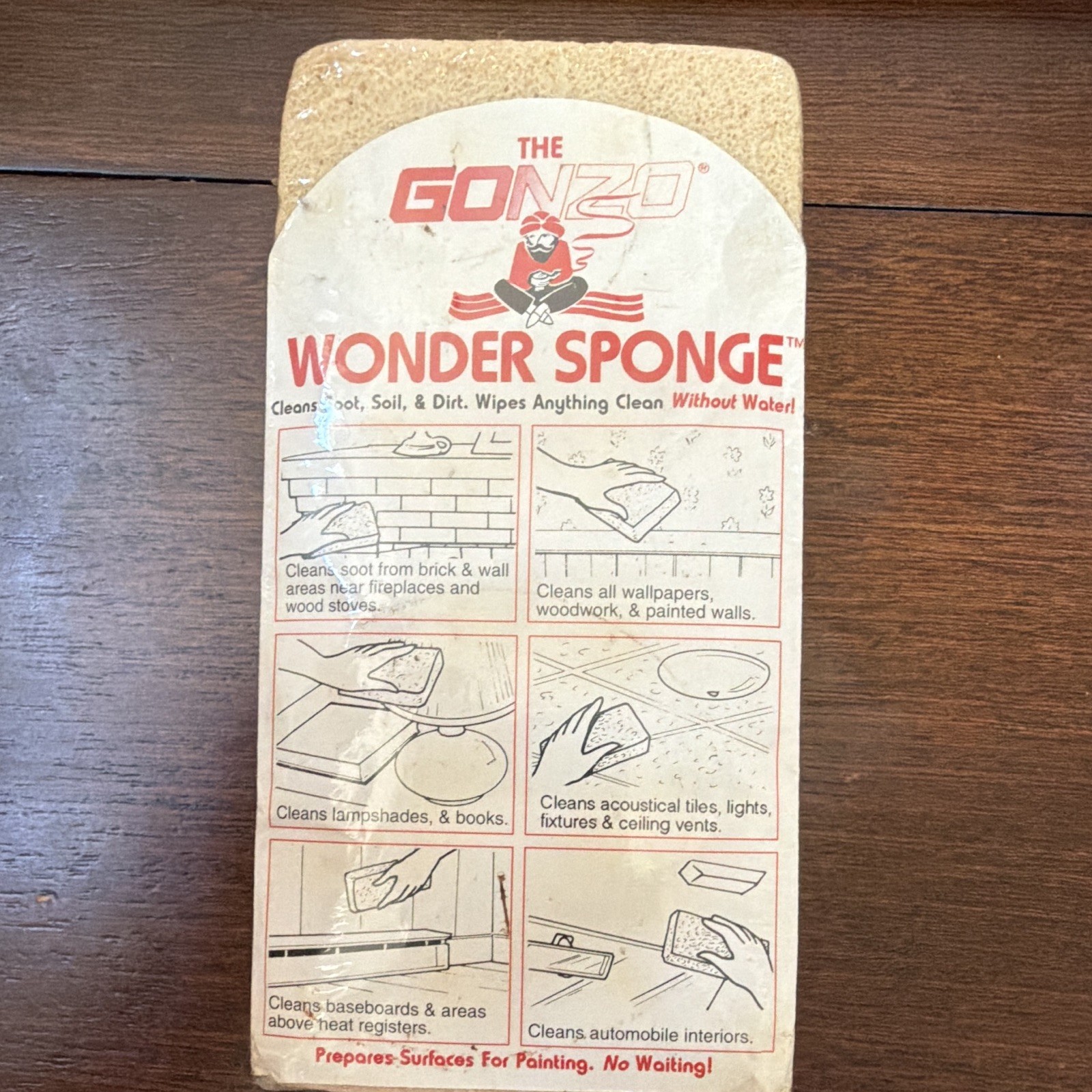 Gonzo Wonder Sponge Beige Cleaning Sponge Block 1 Pack Made in USA 105 Washes