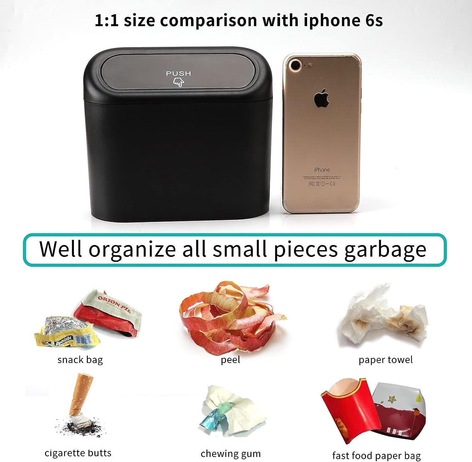 Mini Car Trash Can Bin with Lid Car Garbage Trash Can Storage Car Accessories