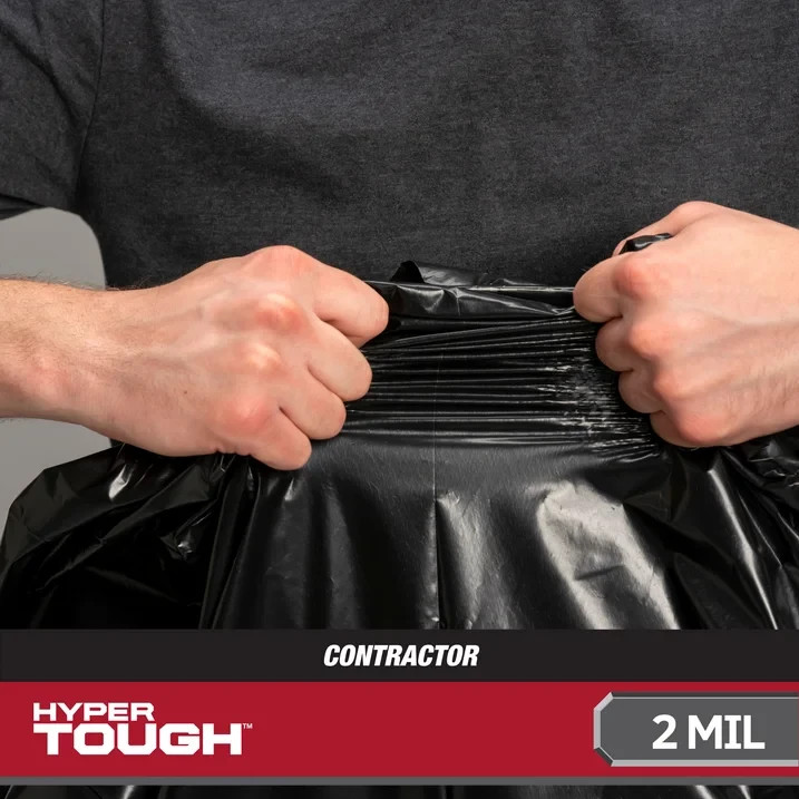 Hyper Tough 55-Gallon Flap Tie Contractor Bags, 2 MIL, 20 Bags