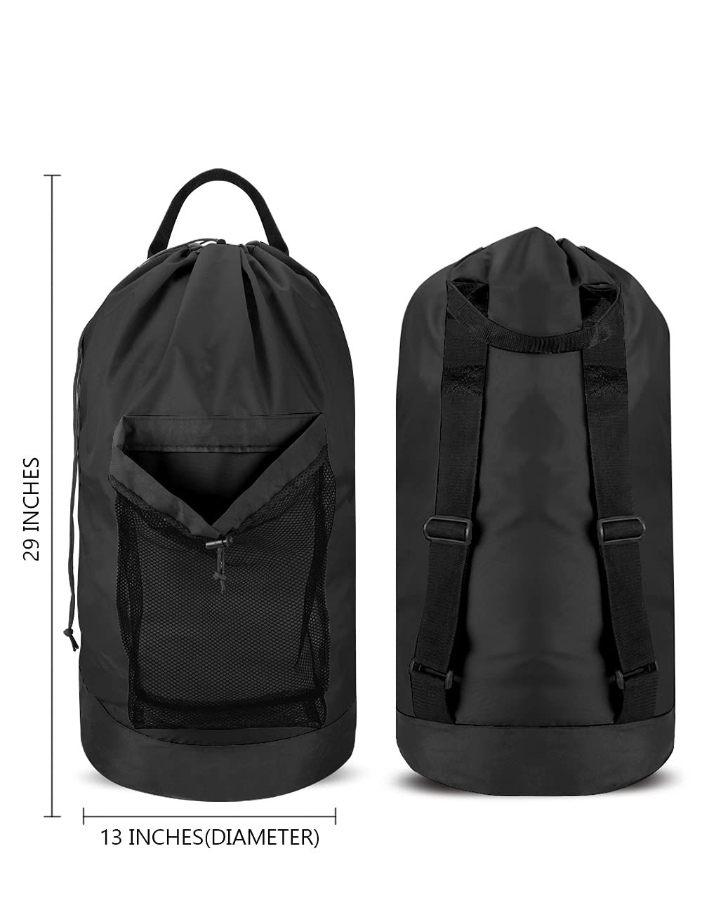 Backpack Laundry Bag 115L Large Hamper w/ Shoulder Straps Drawstring Black