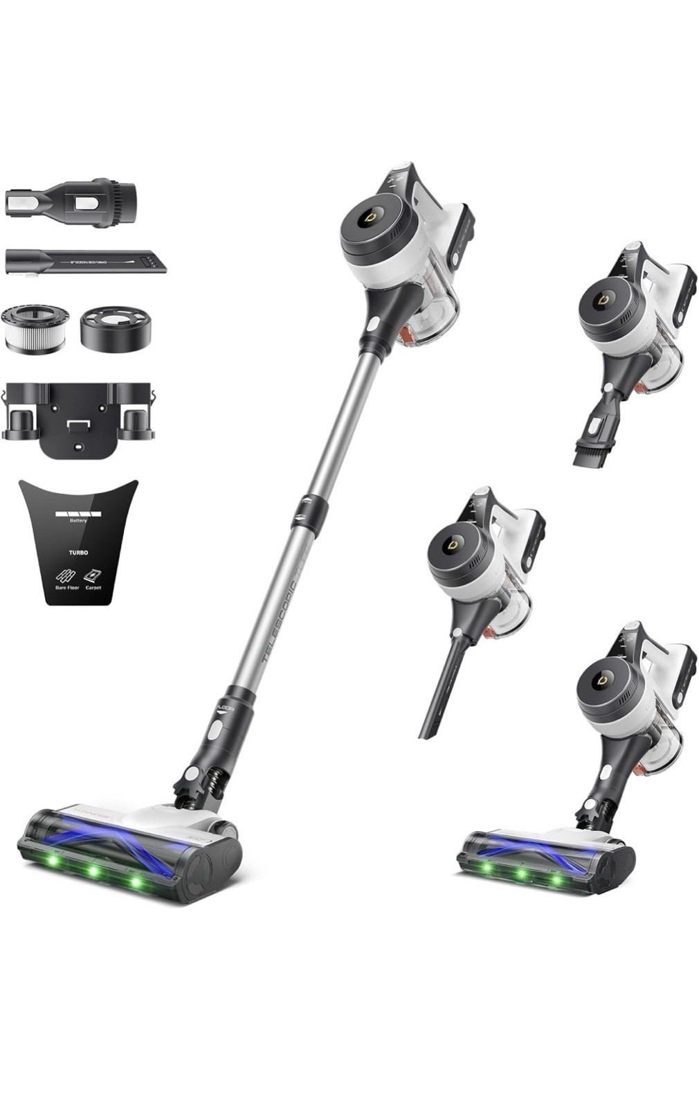 Cordless Vacuum Cleaner, 550W 55KPA 70Mins Powerful Vacuum Cleaners for Home,…