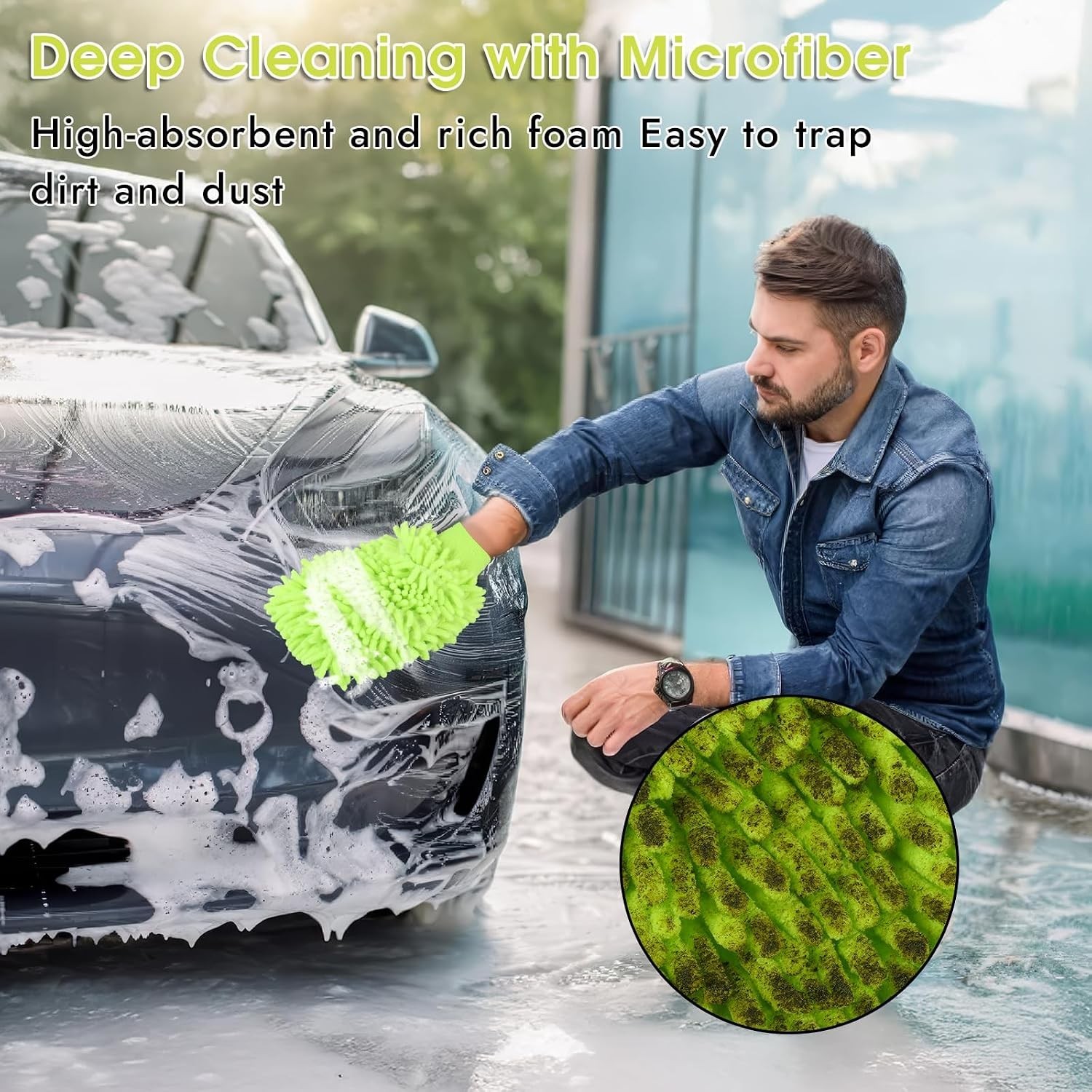 3 Pack Microfiber Car Wash Gloves Highly Absorbent Scratch Free Wash Mitts