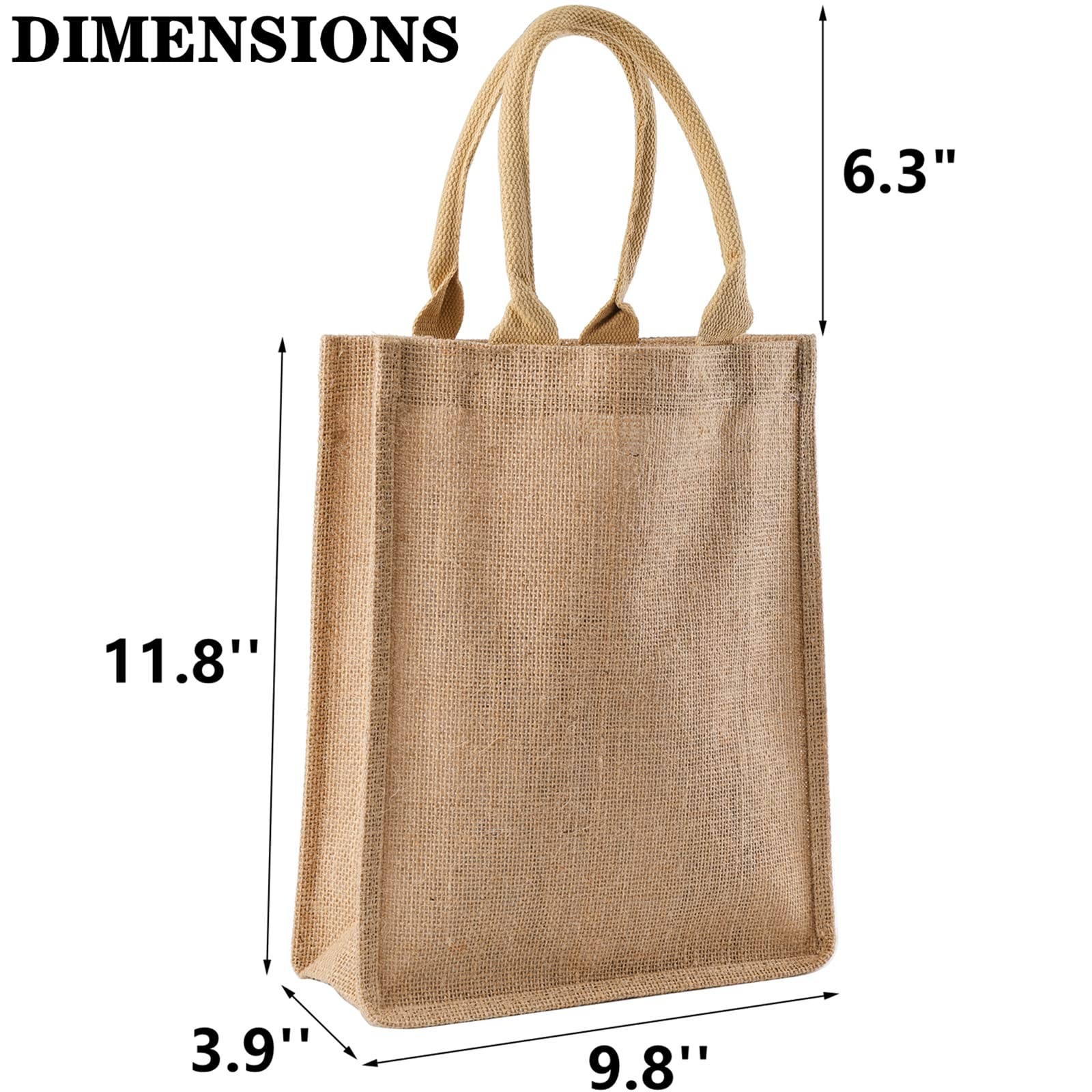 8 Pack Jute Burlap Tote Bags Beach Lined Grocery Totes Bridesmaid 9.8×11.8×3.9
