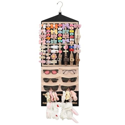Hanging Claw Clip Organizer for Girls/Women 13.8×31.6 Inch(Pack of 1) Black