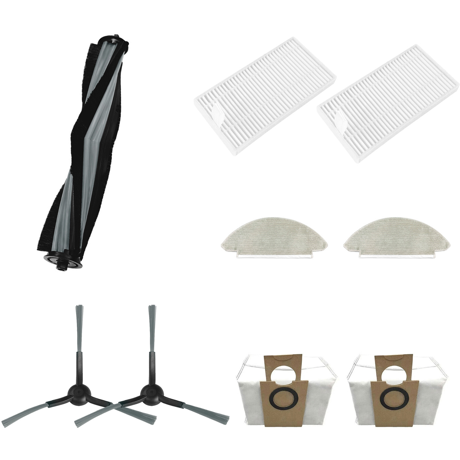For VIOMI Alpha 2 Pro Robot Vacuum Main Side Brush Filter Dust Bag Wipes Mop Set