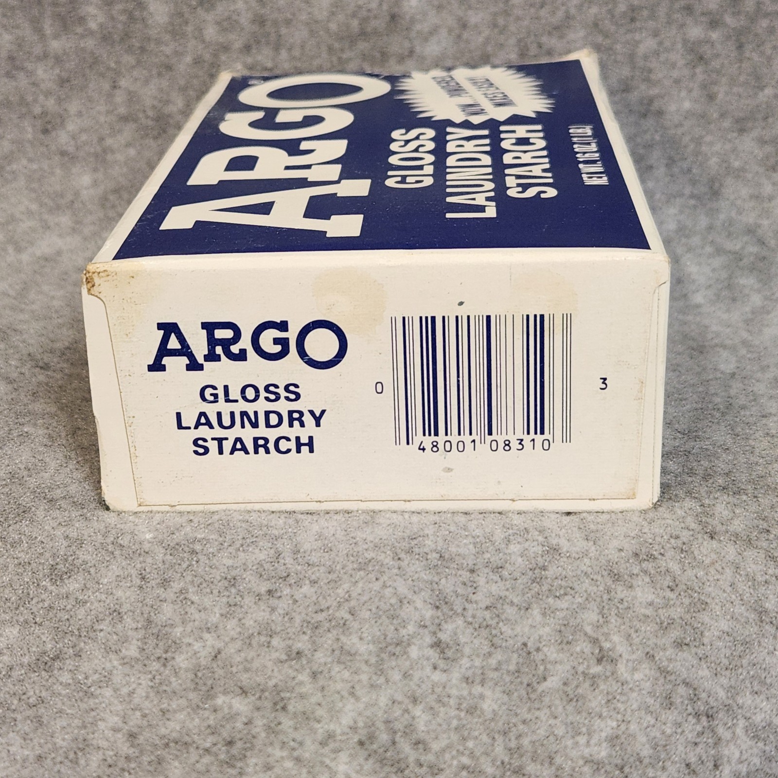 ARGO Gloss Laundry Starch Blue, Removes Greasy Spots 16oz Partial Box PROP
