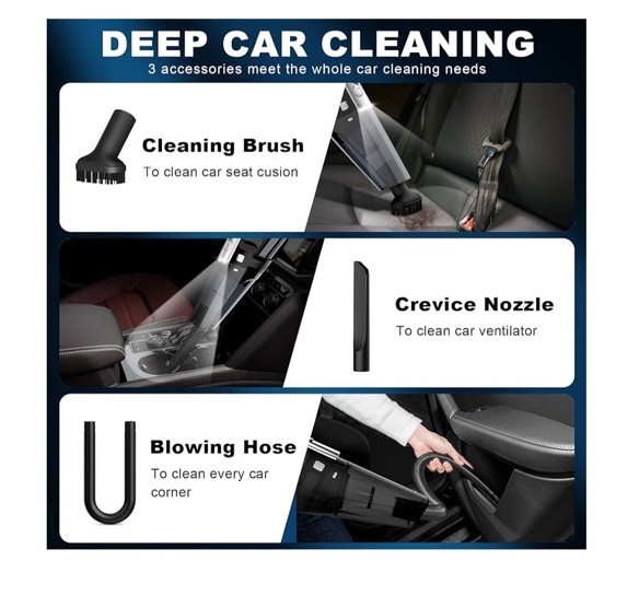 Car Vacuum, Portable Vacuum Cleaner with Powerful 7000PA Suction, DC 12V Power 1