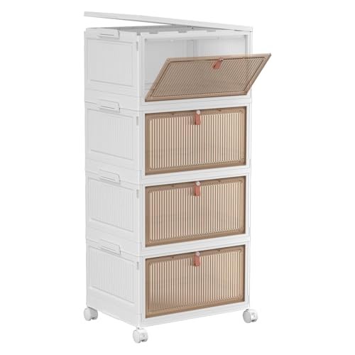 YFXCVSL 4 Tier Plastic Storage Bins with Lid 23QT, Stackable Storage Bins |