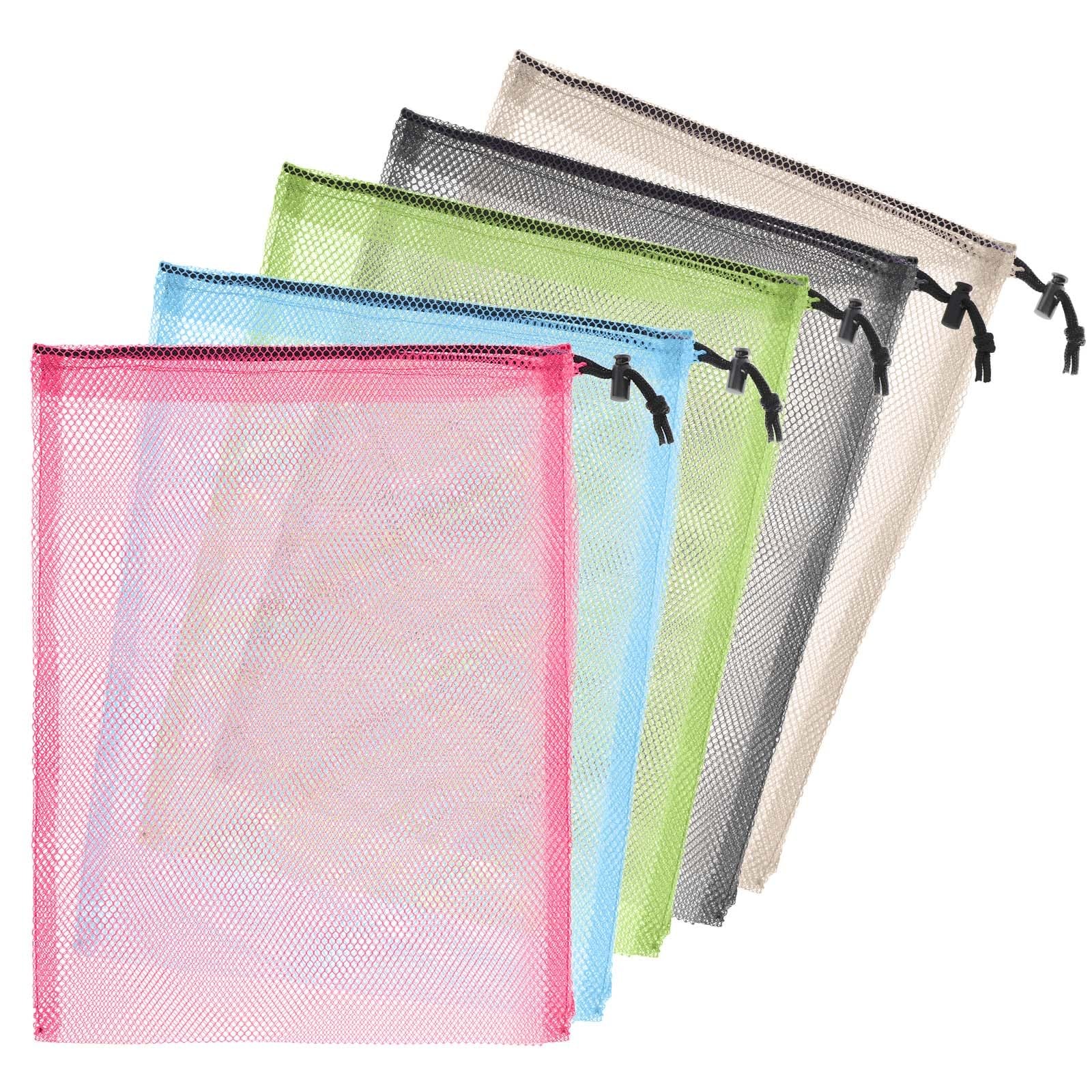 6 Pcs 11 X 15 Inch Nylon Mesh Drawstring Laundry Bags with Cord Lock Closure