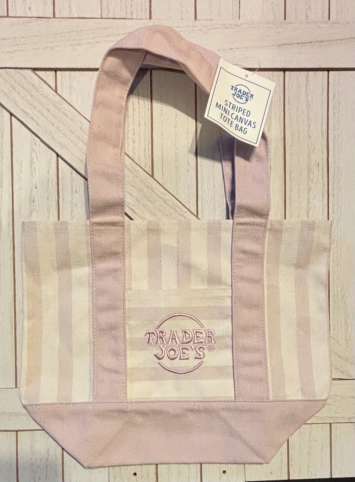 Trader Joe’s Striped Mini Canvas Tote Bag Cotton/Polyester 13x10x6 Multicolor