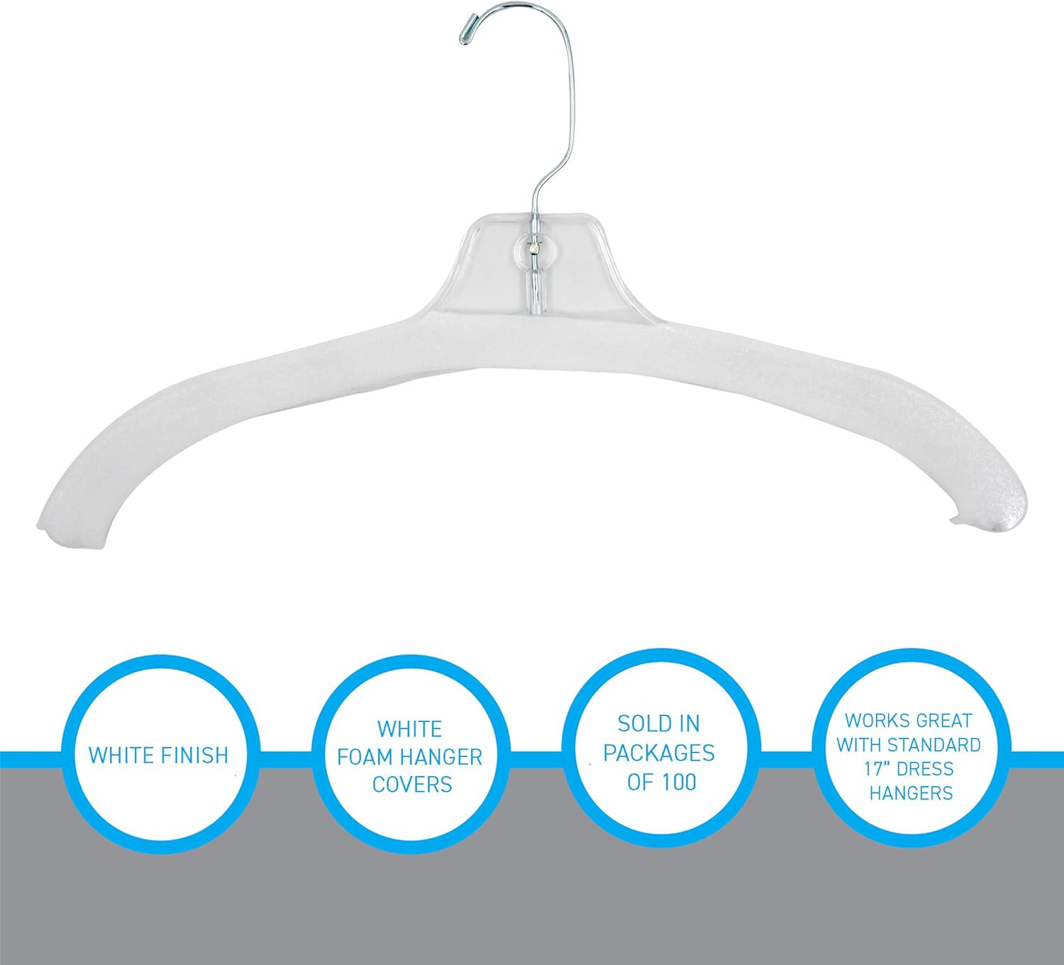 Foam Hanger Covers Pack of 100 White Fits Standard Adult Hangers NO Hangers