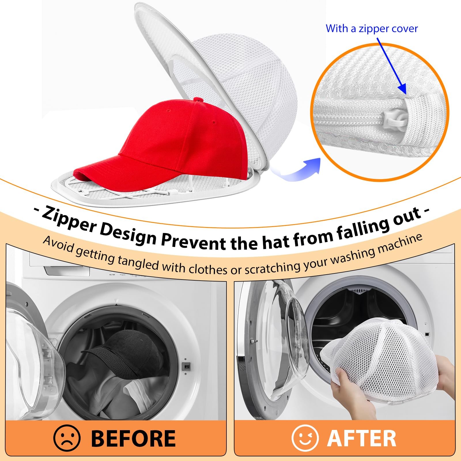 Hat Washer Cage Cleaner for Baseball Caps Fit 13*8.5 inches, White